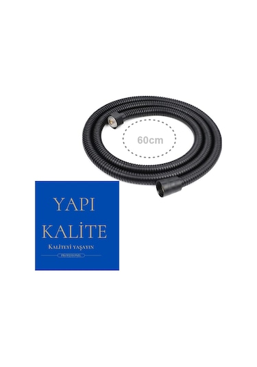 Yapi Kalite Banyo Siyah Kısa Robot Duş Spiral Hortumu Örgülü 60Cm Siyah