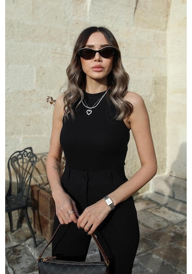 Refox Siyah Halter Yaka Fitilli Atlet