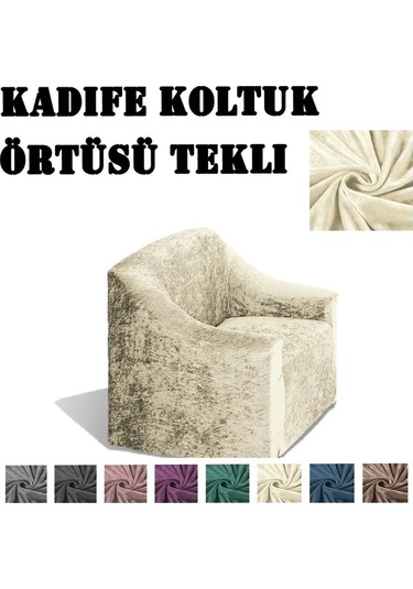 Kadife Koltuk ,kanepe,çekyat Örtüsü,koltuk Kılıfı Tekli Krem