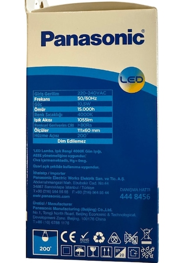 Panasonic 10,5w 75w 4000k Günışığı E27 Duylu Led Ampul 4 Adet