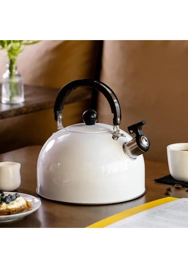 Valkyrie 3l Paslanmaz Çelik Düdüklü Kettle Su Isıtıcısı Çaydanlık Islıklı Demlik Beyaz