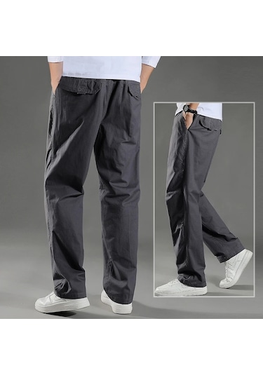 Gqxaon Erkek Kargo Pantolon - Pamuk Siyah İş Pantolonu - Rahat Yaz Tırmanma Joggers Gri