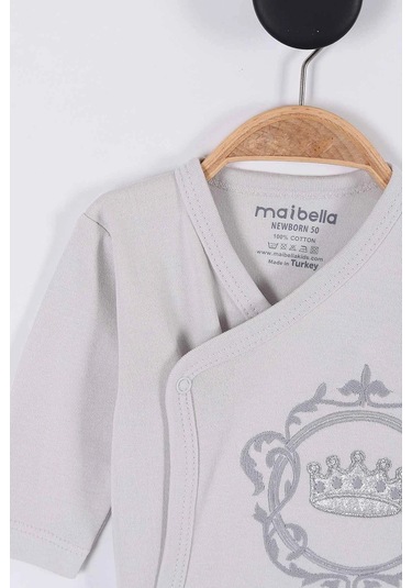 Nakış Desenli Müslin Erkek Bebek Hastane Çıkışı Bebek Kıyafetleri Yenidoğan Hastane Çıkış Seti 5 Li Gri