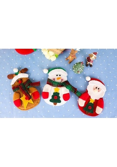 Lijinxu Elk Deer Noel Çatal Bıçak Tutucu Gümüş Tatil Masa