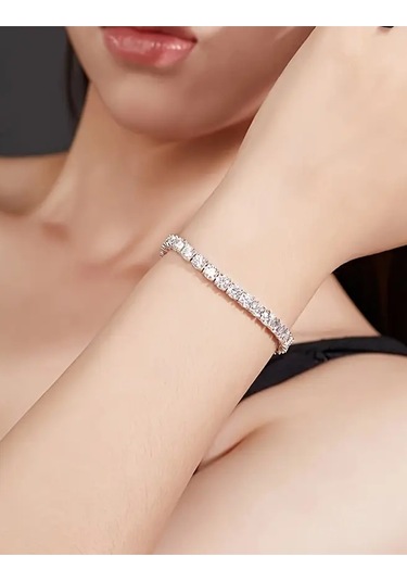 Caş Dekorasyon Silver Renkli Su Yolu Taşlı Bileklik Gümüş
