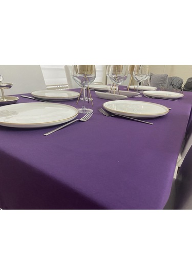 Sıvı Geçirmez Dertsiz Masa Örtüsü Mor 25 Parça