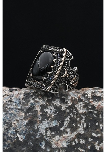 Minare Oniks Taşlı 925 Ayar Gümüş Erkek Yüzüğü 901682