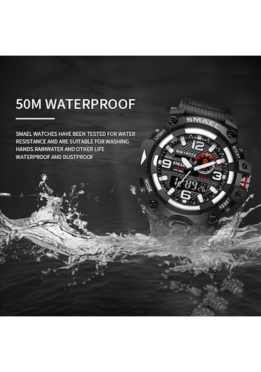 Smael 8035 Çok Fonksiyonlu Erkek Spor Günlük Saati 50m Su Geçirmez Elektronik Dijital Kol Saati, Işıklı/alarm/saat Duraklatma/otomatik Takvim/snooze Özelliği İle. Çok Renkli