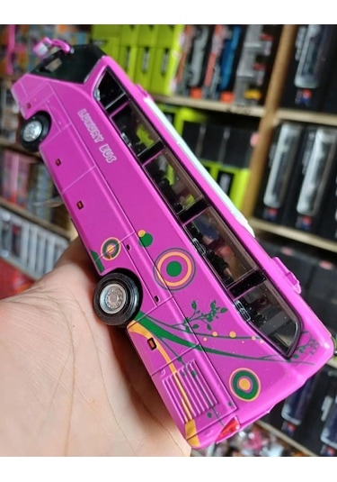 Metal Yolcu Otobüsü Dıecast Koleksiyon Sesli Işıklı Far Yanar Oto