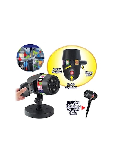 Sge Teknoloji 12 Farklı Desen Lazer Projektör Yansıtmalı Ev Bahçe Dekorasyon Aydınlatma