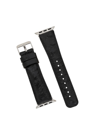 Apple Watch Uyumlu Deri Kordon 42-44-45mm De5 Siyah Diğer