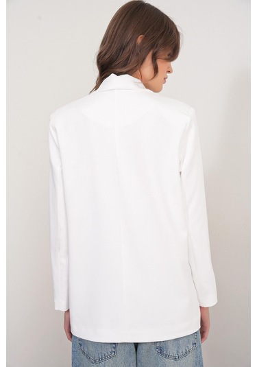 4516 Kadın Bezayağı Blazer Ceket Ekru Ekru