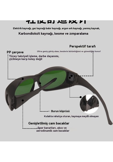 Lazer Korumalı Kaynakçı Gözlükleri, Güçlü Işık Ve Uv Işınlarına Karşı Koruyan Argon Ark Kaynağı Güvenlik Gözlükleri