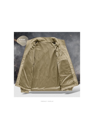 İlkbahar Ve Sonbahar Yeni Stil Dik Yaka İnce Moda Retro Erkek Ceketi Yeşil