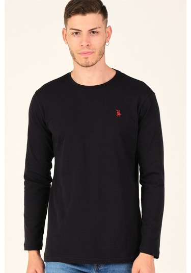 T8588 Dewberry Bisiklet Yaka Uzun Kol T-shırt-kömür Siyah Kömür Siyah