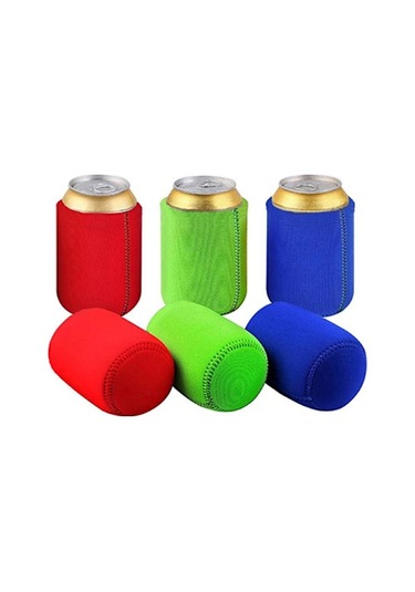 6 Bira Soğutucu/kılıf Yumuşak Yalıtımlı Yeniden Kullanılabilir Tutucu Siyah Çok Renkli