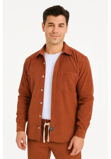 Erkek Kadife Oversize Takım - Gömlek Ve Pantolon İkili Set Füme Corduroy Şıklığı, Rahat Ve Zarif Duruş Yumuşak Dokulu Kadife Kumaş, Düğmeli Gömlek Üst Ve Lastikli Pantolon Alt Parça İle Gün Boyu Konfor- Kiremit Çok Renkli Erkek Kadife Oversize Takım - Gömlek Ve Pantolon İkili Set Füme Corduroy Şıklığı, Rahat Ve Zarif Duruş Yumuşak Dokulu Kadife Kumaş, Düğmeli Gömlek Üst Ve Lastikli Pantolon Alt Parça İle Gün Boyu Konfor- Kiremit Çok Renkli