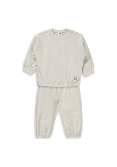 Civil Baby Kız Bebek Düz Basic Kalpli 6-18 Ay Takım - Bej Açık Bej