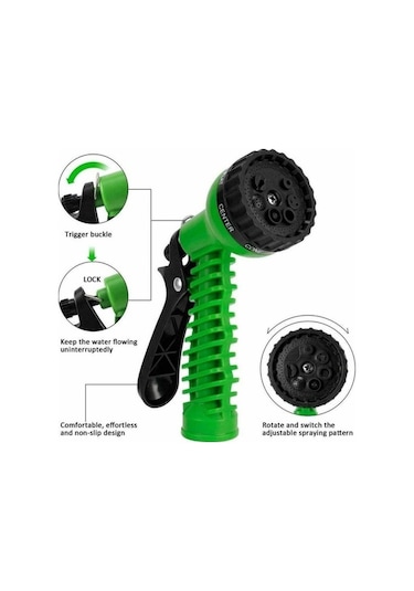 Novahub Yeşil Bahçe Hortumu 150ft Esnek Genişletilebilir Püskürtme Tabancası