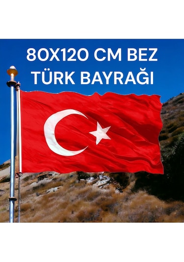 80x120 Cm Bez Türk Bayrağı Kaliteli Kumaş Malzeme