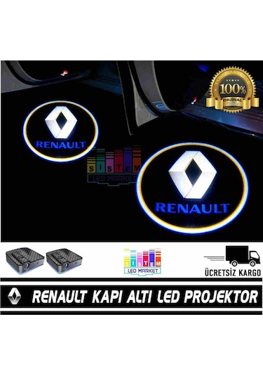 Renault Araçlar İçin Pilli Yapıştırmalı Kapı Altı Led Logo N11.10639