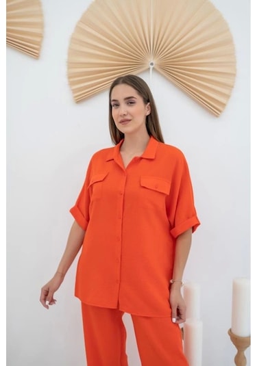 Oranj Gömlek Ve Pantolon Takım Oranj