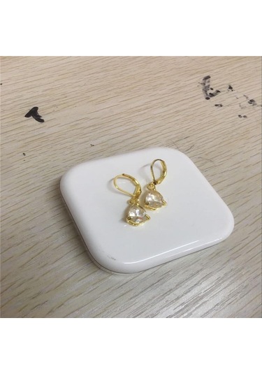 Mavi Kadın Gözyaşı Şekli 925 Ayar Gümüş Ametist Dangle Küpe