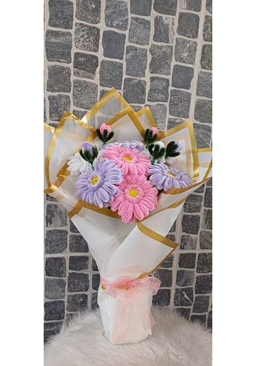Gerbera Çiçek Buketi - Şönil Çiçek - Yapaydır Çok Renkli
