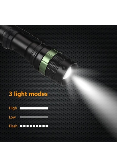 Valkyrie Cree Q5 Uzun Menzil El Feneri - Zoom - Aaa Destekli Siyah