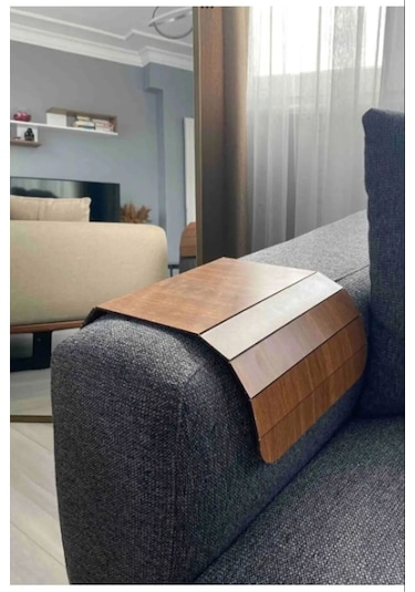 Yunusoğlu Home Katlanabilir Ahşap Koltuk Kenarı Yan Sehpa Amerikan Servisi Kanepe Kenarı Portatif Koltuk Tepsisi