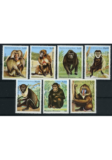Koleksiyon Pulları, 7 Pulluk Maymunlar Serisi,guine Bissau,batı Afrika,damgasız Tam Seri,n11/1