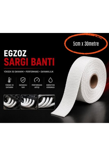 Egzoz Sargı Bandı Yanmaz Sargı Keçesi 30 Metre Beyaz