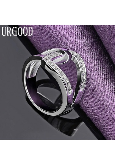 925 Ayar Gümüş Geometrik Aaa Zirkon Yüzük Moda Takı