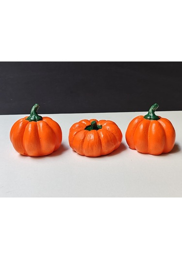 Dekoratif Balkabağı 3'lü Set, Turuncu El Yapımı, Ev Dekoru, Masa Dekoru, Obje, Biblo