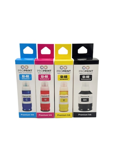 Proprint Canon Gı-40 Uyumlu Mürekkep Seti 4 Renk Siyah 170ml Renkliler 70 Ml - G6040