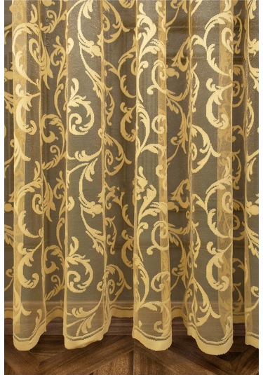 Taç Şal Desen Tül Perde - Hardal