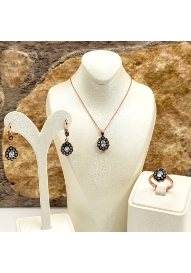 Elmas Montür Rosegold Damla Spor Gümüş Set Takım Rose Gold