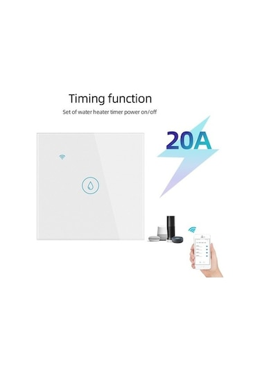 Fastbuy Wifi 20a Su Isıtıcı Anahtarı, Zamanlı Ve Sesli Kontrol, Siyah Ab Tak
