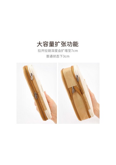 Aubyhe Orta Ve İlkokul Öğrencileri İçin Büyük Kapasiteli, Renkli, Çok Fonksiyonlu, Dayanıklı Kalem Kutusu - Mavi/bej Büyük Boy Diğer