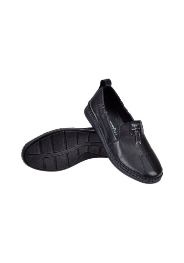 Pullman Hakiki Deri Yumuşak Kadın Babet Voy-9469 Siyah-siyah Siyah