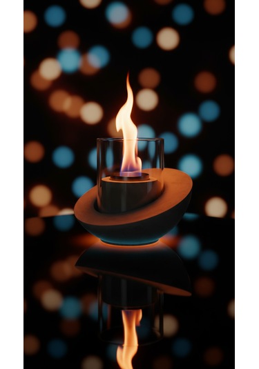 Beton Masaüstü Şömine Duman Sız Dekoratif Biyoetanol Şömine + 1 Lt Yakıt Hediyeli Terra Fire Z.1