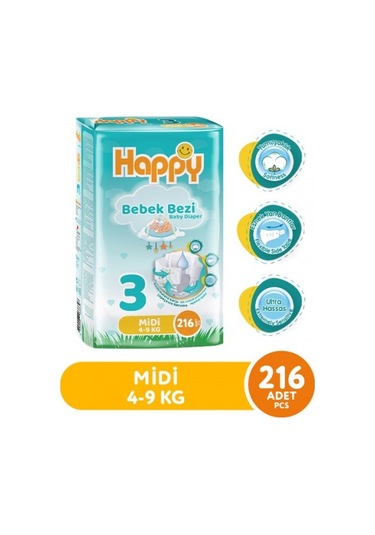 Happy Bebek Bezi Midi 3 No 54 Lü X 4 Adet PKT.HAPPY.079 3 Numara 4'lü