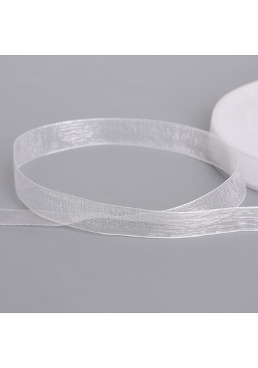 Beyaz 50 Yards/rulo Dıy Organze Kurdele Hediye Paketleme 12mm Parti Düğün Dekorasyon Kumaşı