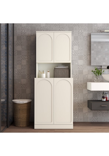 Lyon Çamaşır Makinesi Dolabı V101 - Krem Krem