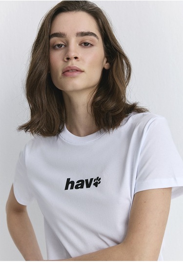 Mavi - Hav Baskılı Beyaz Tişört 1613288-620 Beyaz