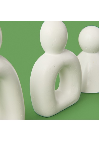Evidea Deco 3'lü Family Obje - Beyaz Beyaz