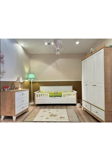 Aymini Milano Yavrusuz Bebek Odası Takımı Ahşap  -  Beyaz