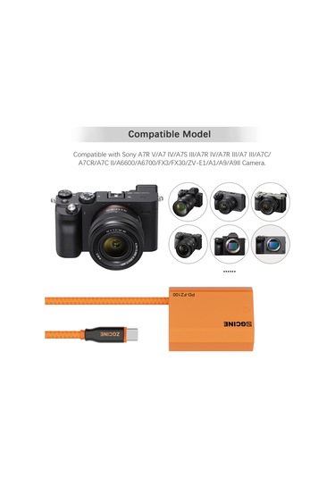 Gajeena Zgcıne Np-fz100 Type-c Taklit Pil, 8v 2a Regüle Çıkış, Sony A7/a9/a1/fx3/a6600 Ve Diğer Modeller İçin 60cm Kablolu Simülasyon Bataryası