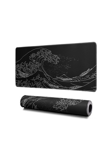 Ruicoo Japon Deniz Dalgası Tasarımı Geniş Oyun Ve Ofis Mousepad İ, 3 Mm Kaymaz Taban, 31.5 X 11.8 İnç