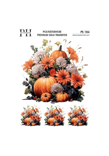 Polyesterhobi Premium Sulu Transfer 25x35 Cm Çiçek Ve Kabak Desenli Ps 184